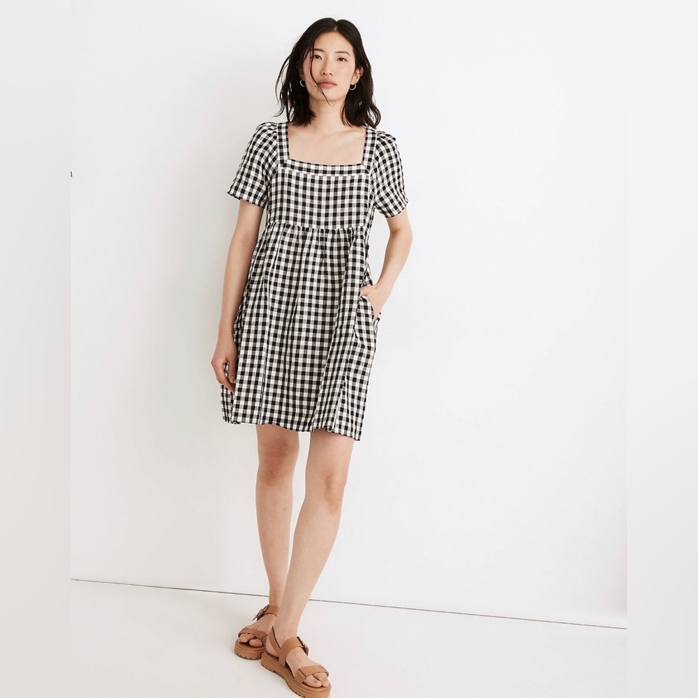 Madewell B&W Gingham Dress
